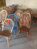 Lot of (13) assorted wood chairs