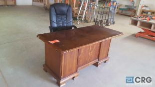 60" double pedestal wood desk with executive chair