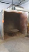 9' X 8' X 8 1/2' paint spray booth with exhaust fan, ductwork to wall hole must be repaired by buyer