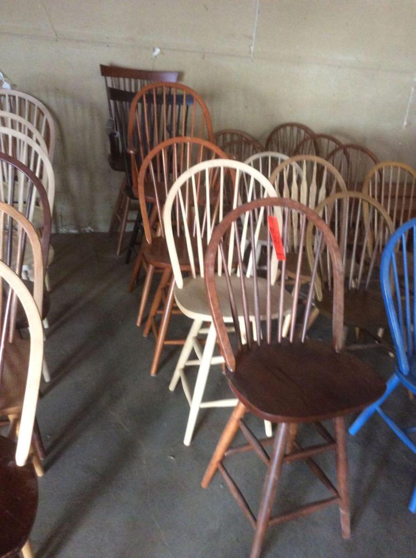 Lot of (6) assorted swivel wood stools