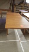 Dining room table, 42" X 60" light maple finish, extends to 96" (New)