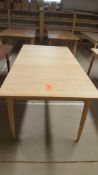 38" X 60" solid oak table with natural finish, extends to 78" (NEW)