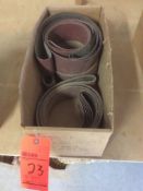 Lot of (12) assorted sanding belts, 3" and 3 1/2" x 107"