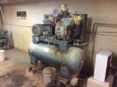 Ingersoll-Rand 15T 20 HP horizontal air compressor, SN 431,536, with 125 gallon tank, 550 volts, 19.