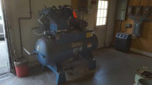 Quincy QT - 10 twin cylinder horizontal air compressor, SN on head: 609-9562, Baldor 10 horsepower m