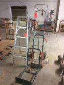 Lot of (3) assorted convertible hand truck/carts etc. and one aluminum, 5' stepladder