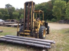 Windham rough terrain forklift with Cat diesel engine, fork attachment, OROPS, 02166 hrs at reading,
