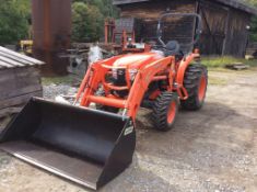 Kubota L5460HST tractor with LA1055 front loader with bucket attachment, OROPS, rear sander attachme