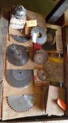 Lot of assorted saw blades and wire wheels etc.