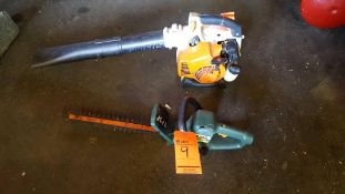 Lot includes (1) Stihl BG 85C gas leaf blower and (1) Black & Decker electric 16 inch hedge trimmer