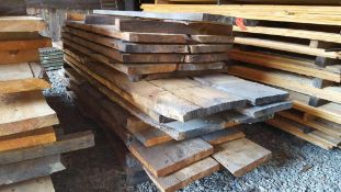 Lot of approx. (21) pieces, totaling approximately 147 linear feet, rough cut wide table tops, one s