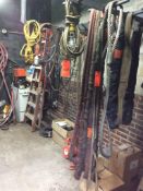 Parts and tools room contents include: rigging equipment, hand tools, clamps, hose, etc.