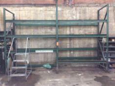 Lot of asst. shelving, pallet rack and work tables located in cage (LATE PICKUP ON THIS ITEM)