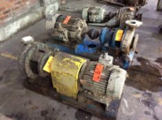 Lot of (2) Goulds centrifugal pumps, m/n 3196 (1) 3" x 4" x 10" with 50 hp. motor and (1) 2" x 3"