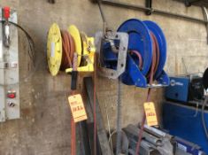 Lot of (5) asst. hose reels including: (3) air hose reels (blue), and (2) welding ground reels (