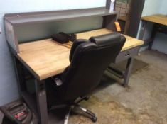 Lot of (3) butcher block work tables w/ electric outlets