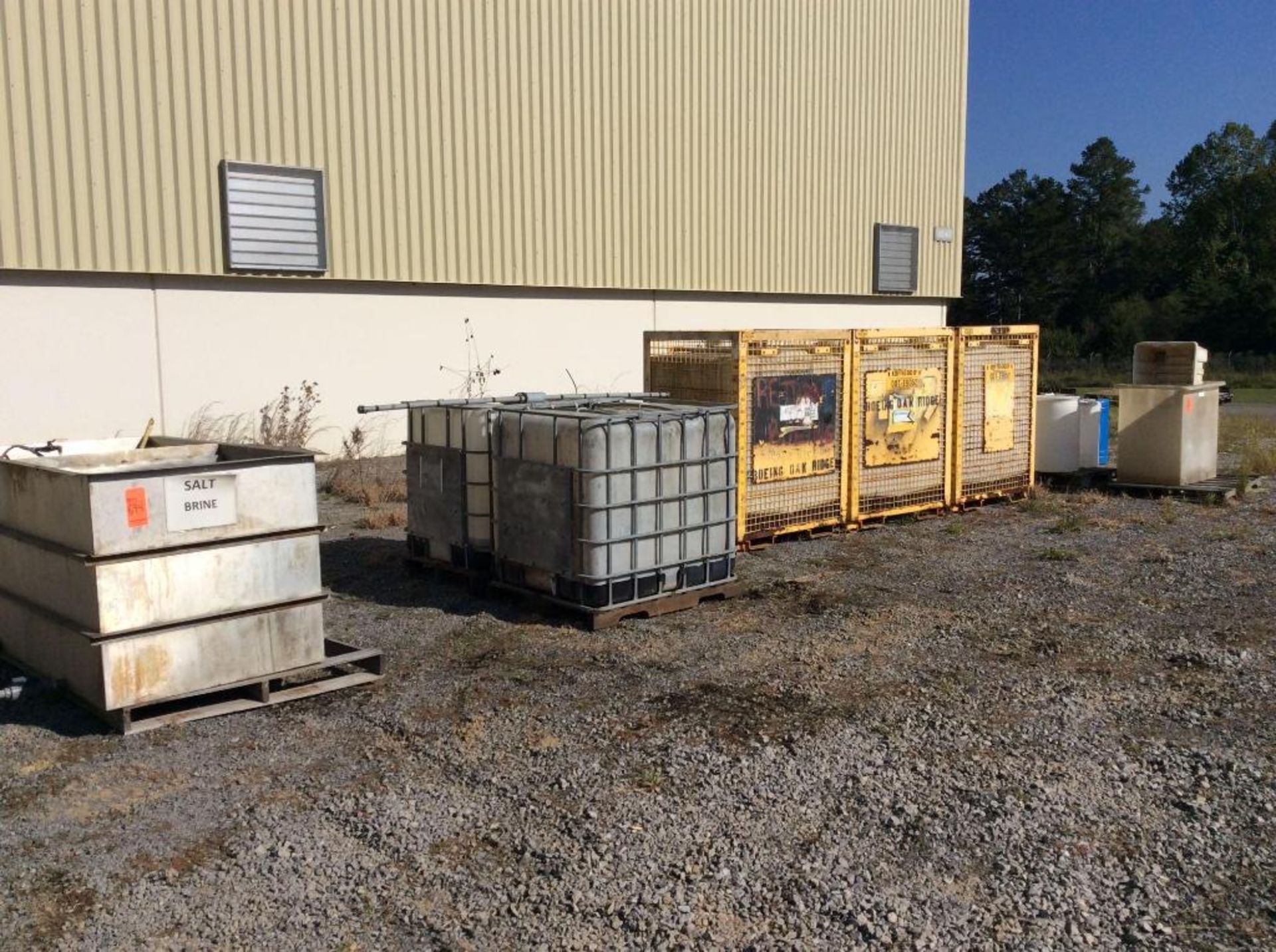Lot of liquid storage totes and containers LOCATED OUTSIDE DOOR S-14