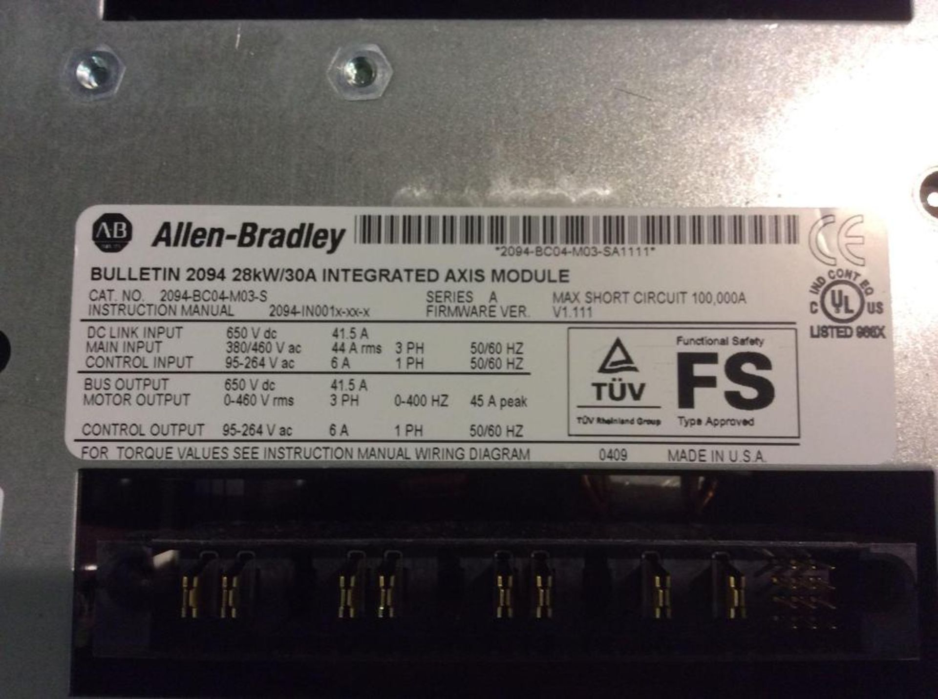 Allen Bradley Kinetix 6000 multi-axis Servo drive mn 2094-BC04-M03-S (NEW) - Image 3 of 3