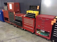 Lot of (5) asst portable tool boxes with misc hand tools
