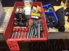 Lot of asst boring bars, tool holders, carbide inserts, tooling wrenches, etc.