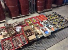 Lot of asst copper fittings and brass valves, contents of 3 pallets