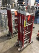 Lot of (2) Loiusville multi-function ladder, mn FA-1016, 300 lb capacity 4' scaffold, 8' step