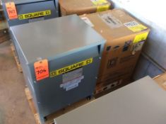 Square D 3 phase general purpose transformer, mn EE15T151HCT, 15 kva, 480 hv (NEW ON SKID)