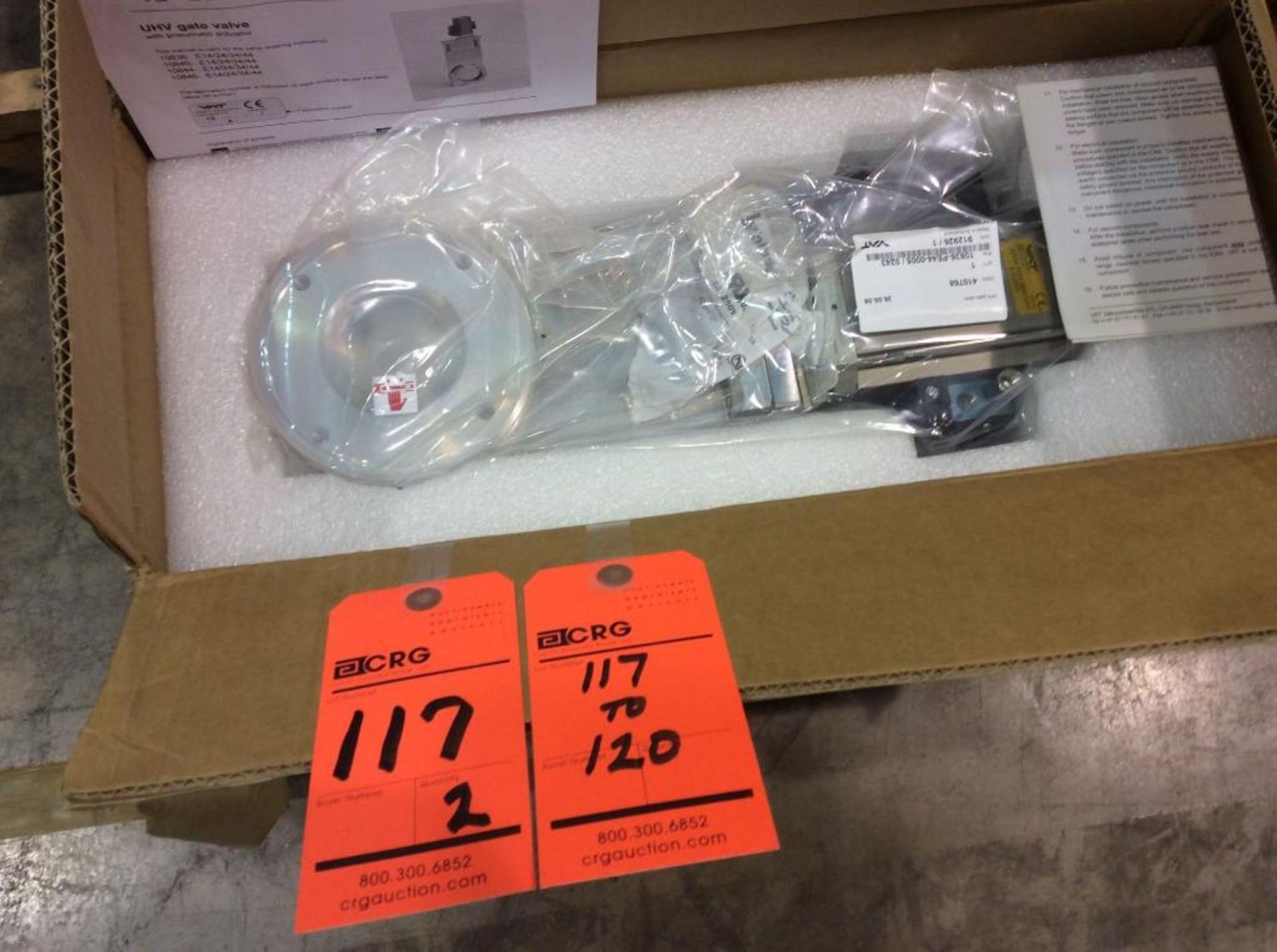 Lot of (2) VAT 3" stainless steel gate valve with pneumatic actuator (NEW), M/N 10836-PE44-0005-0297