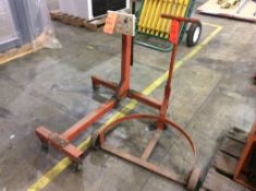 Lot of asst items including engine stand, barrel dolly, and diamond plate cart
