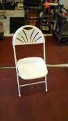 Lot of (75) Millennia white, ,plastic/ metal folding chairs, in store