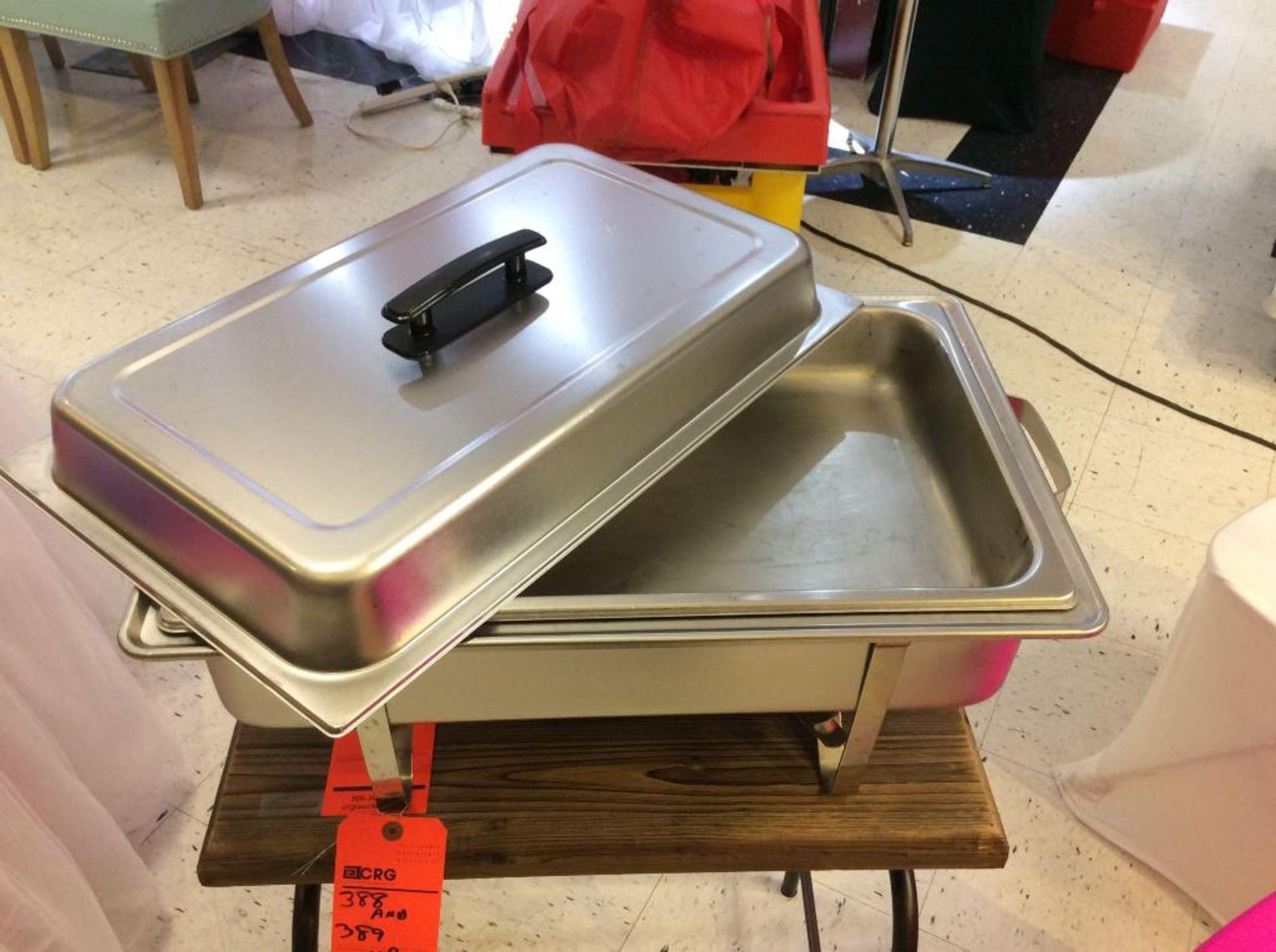 Lot of (4) stainless steel chafers with food pan, water pan and (2) sterno holders each - Image 2 of 2