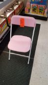 Lot of (52) pink, metal/plastic folding chairs, in store