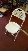 Lot of (75) Millennia white , plastic/metal folding chairs, in store