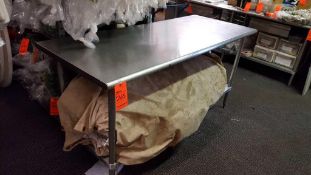 One 6' x 30" stainless steel table, with under shelf, no contents