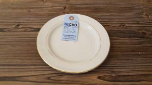 Lot of (80) gold band salad plates, in (3) wire crates, subject to entirety bids. Add'l fee of $8.00