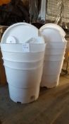 Lot of (8) Giffy counterweight barrels w/lids, in warehouse