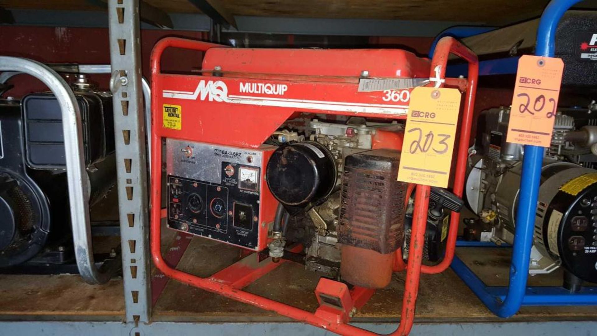 Multiquip 3600 gas generator, model GA-3.6RZ, with Wisconsin Robin WI-280, air cooled gas motor