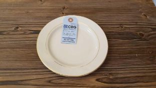 Lot of (80) gold band salad plates, 7", in (3) wire crates, subject to entirety bids. Add'l fee of $