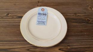 Lot of (80) gold band salad plates, in (3) wire crates, subject to entirety bids. Add'l fee of $8.00