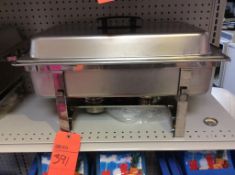 Lot of (3) assorted stainless chafers, comes with food pan, water pan, and (2) sterno holders each