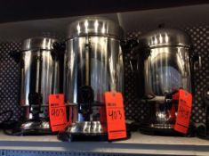 Lot of (3) stainless 60 cup coffee makers