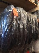 Lot of assorted pinch black table cloths, including (30) 120" diam, and (10) 90" x 156"