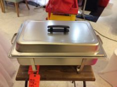 Lot of (4) stainless chafers with food pan, water pan and (2) sterno holders each