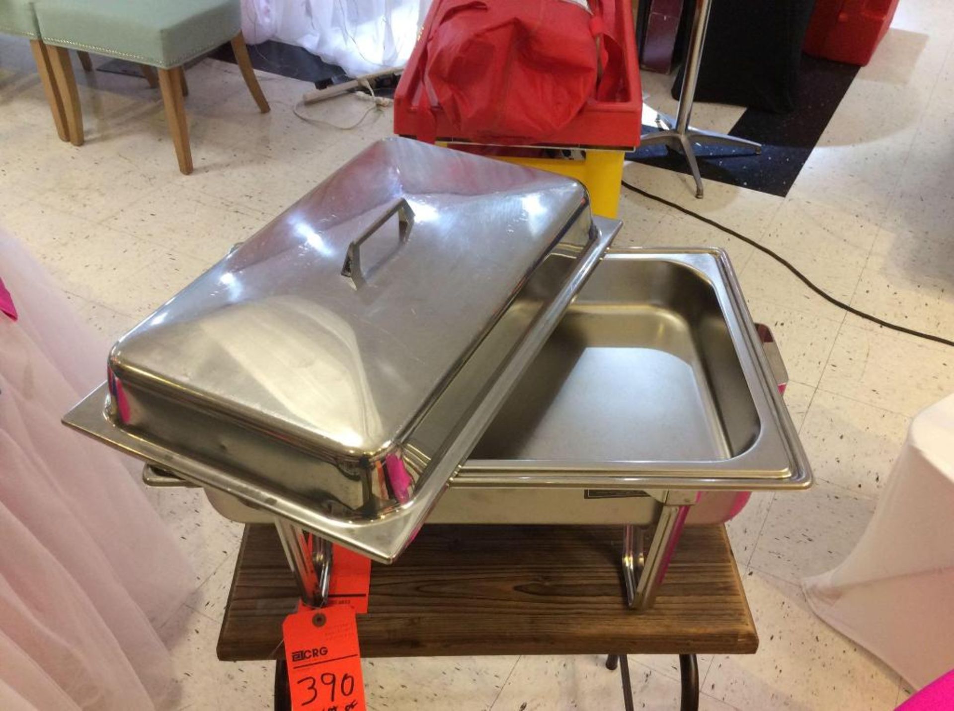 Lot of (4) stainless 8 quart chafers with food pan, water pan and (2) sterno holders each - Image 2 of 3