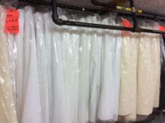 Lot of (38) assorted 13' and 14' table skirts, including (2) white tulle, 14' (4) white lucerne, 13'