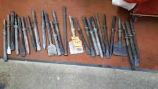 Lot of (25) assorted hammer points and chisels, etc.