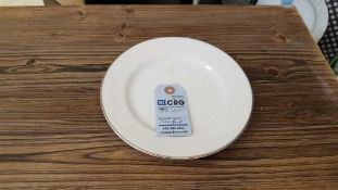 Lot of (120) platinum band salad plates, in (6) wire crates, subject to entirety bids. Add'l fee of