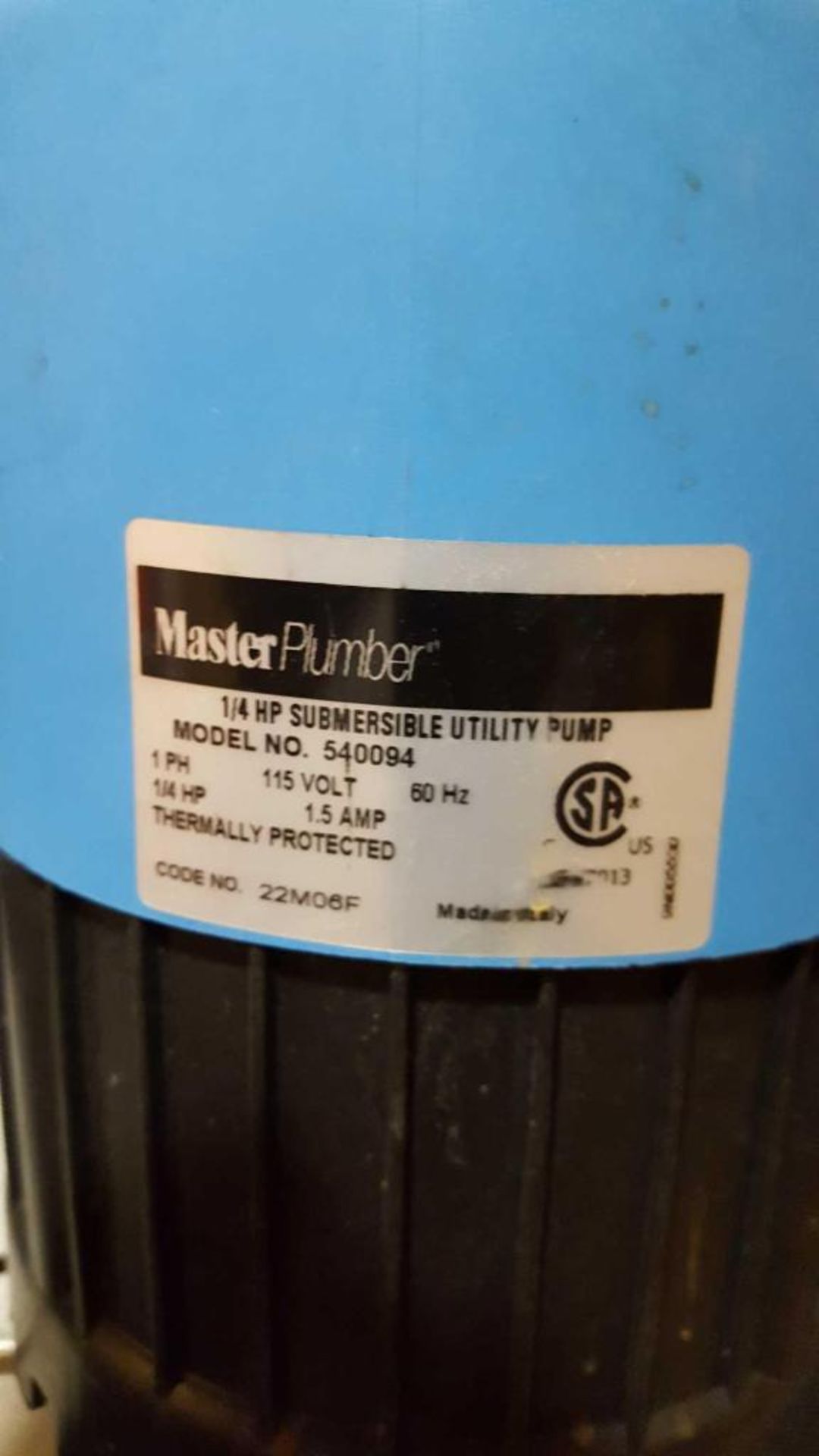 Lot of (4) Master Plumber, model number 54009 4, 1/4 HP, 1 phase, sump pumps - Bild 2 aus 2