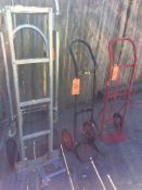 Lot of (3) asst 2-wheel dollies, including a Wesco, convertible two wheel hand truck, 4-wheel dolly