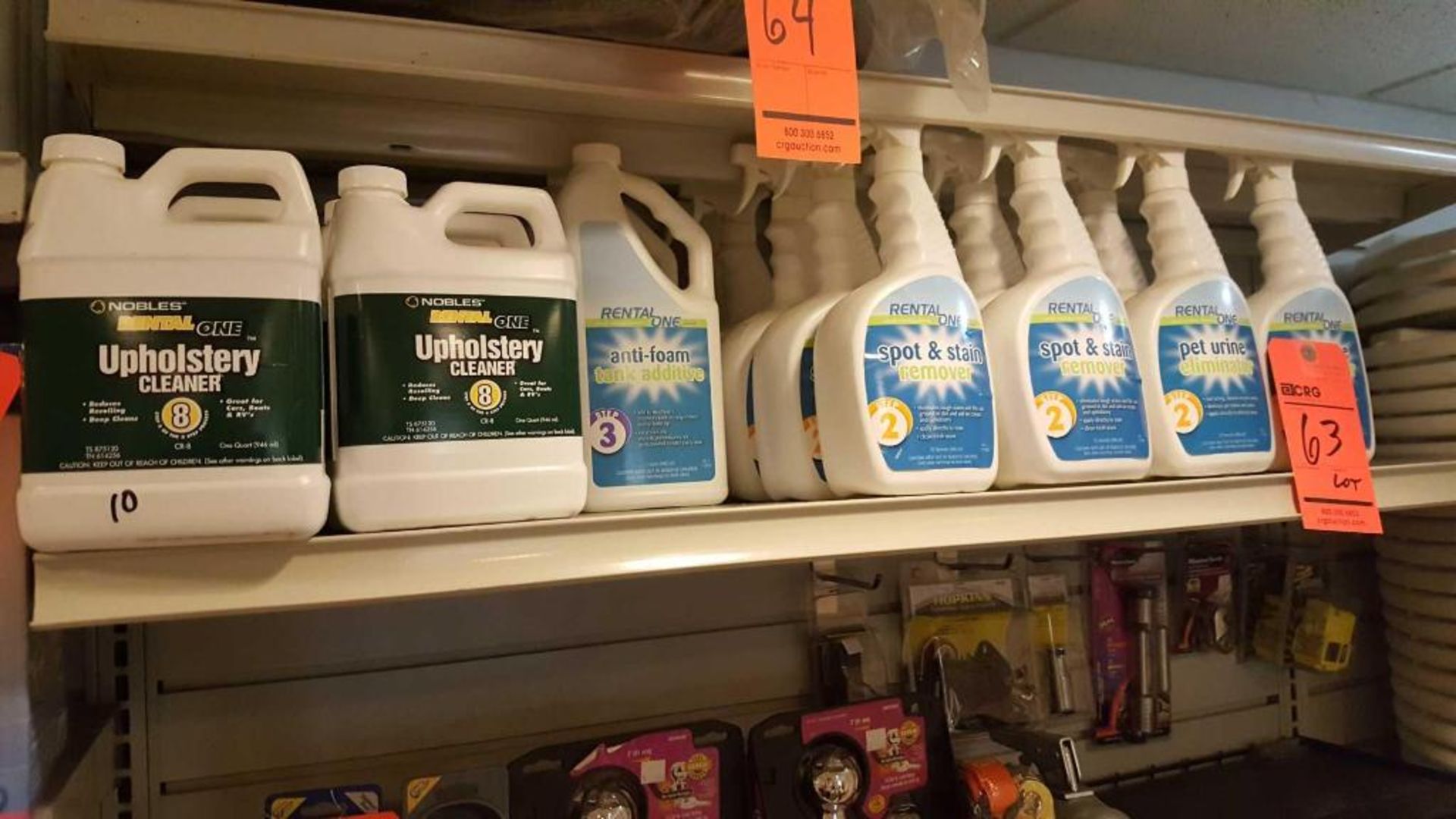 One lot assorted floor and upholstery and carpet cleaning solvents, etc. including (1) five gallon b - Image 2 of 2